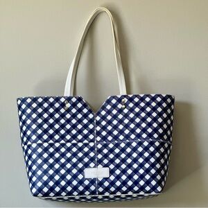 Martha Stewart Blue and White Checkered Tote Bag